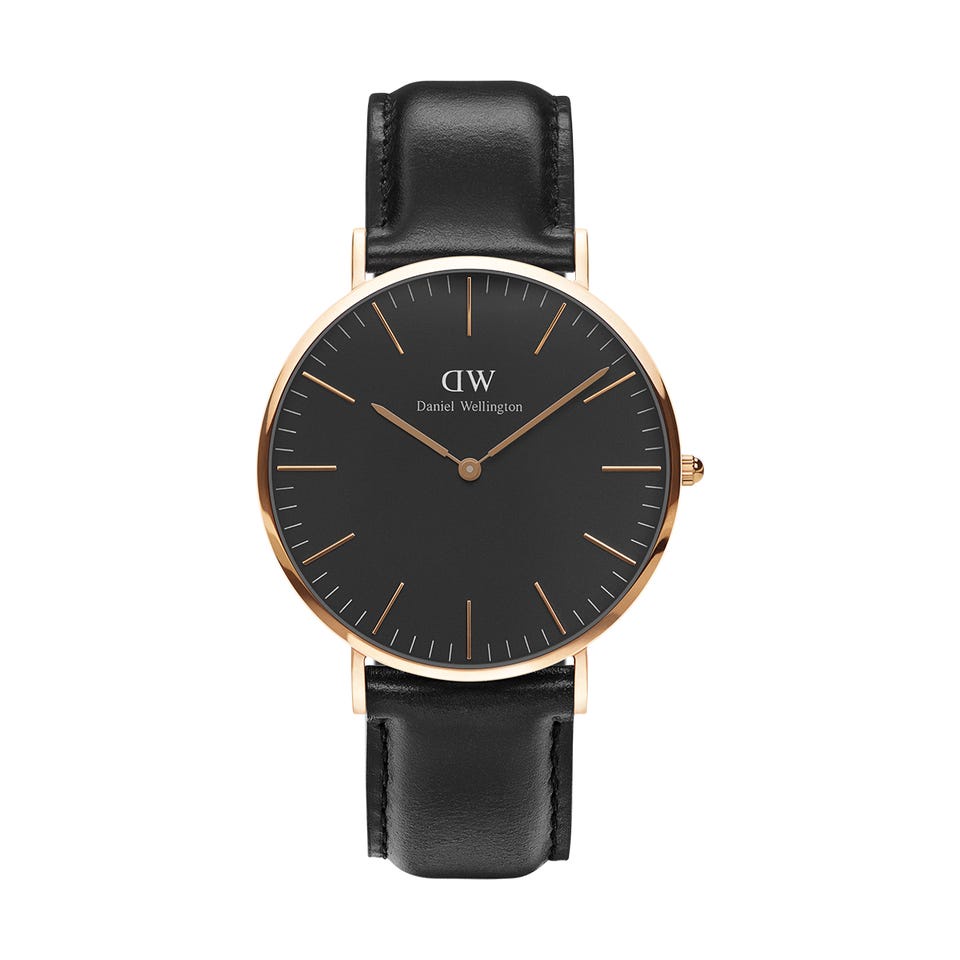 【✔Penjualan Terbaik】100%Ori Jam Tangan Pria Jam Tangan Kulit Premiun Diameter  +Free Box Baterai |Jam tangan Fashion Pria/Jam Tangan Pasangan-Flashsale Hitam rose