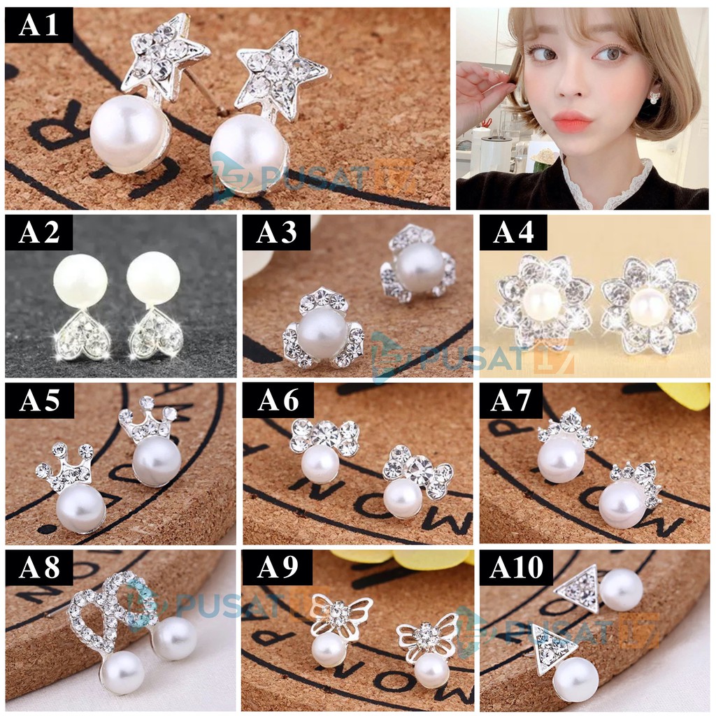 ANTING TUSUK KOREA STYLE FASHION WANITA AKSESOSORIS KOREA ANTING GIWANG STUD DIAMOND EARRING STUD-1