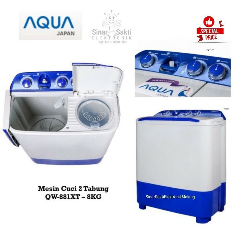 Aqua Mesin Cuci 2 tabung 8 kg QW881XT QW 881 XT