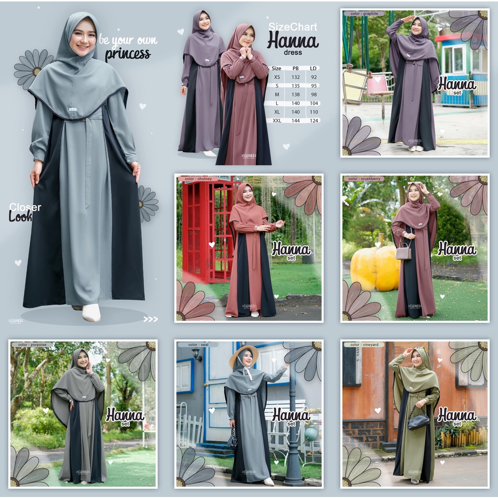 DRESS MUSLIM DEWASA HANNA SET ORIGINAL BY SILMEE INDONESIA
