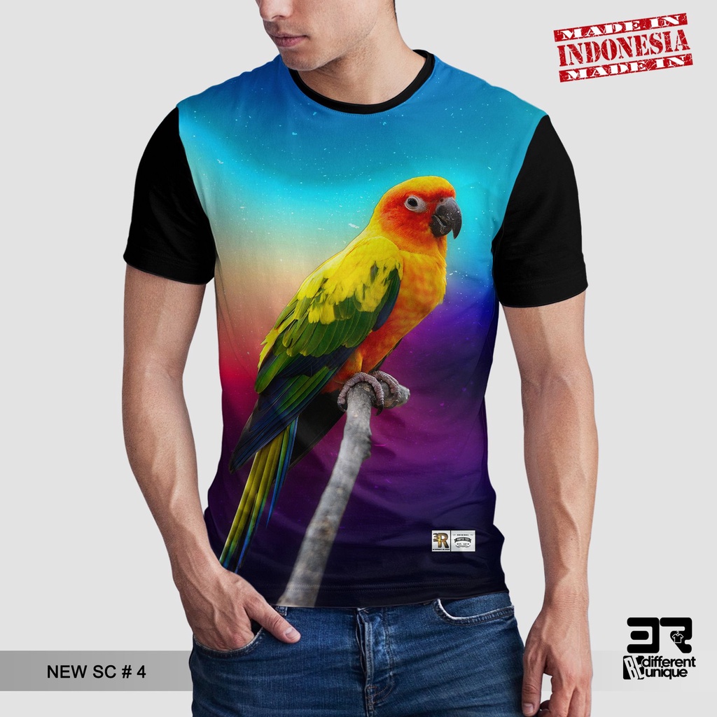 [ COD ] KAOS PRINTING GAMBAR SUN CONURE NEW SC 4 - BAJU DISTRO ORIGINAL MOTIF HEWAN BINATANG BURUNG 