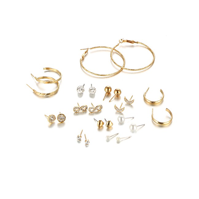 LRC Anting Set Fashion Gold 12 Sets Of Large: Medium And Small D23523