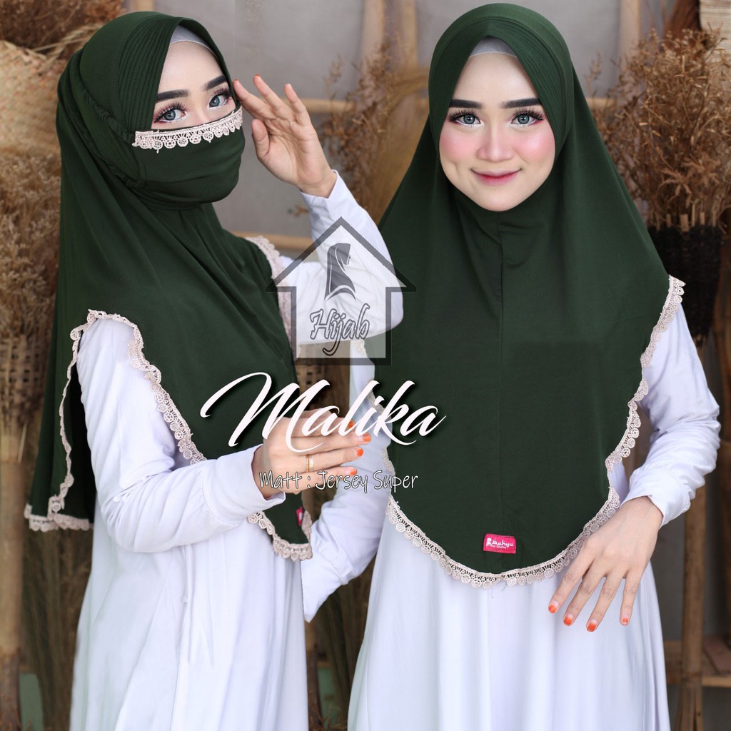 GROSIR Jilbab Instan Terbaru Hijab Masker Jersey Premium  Kerudung Masker Renda Malika RUMAH HIJA'B-Army