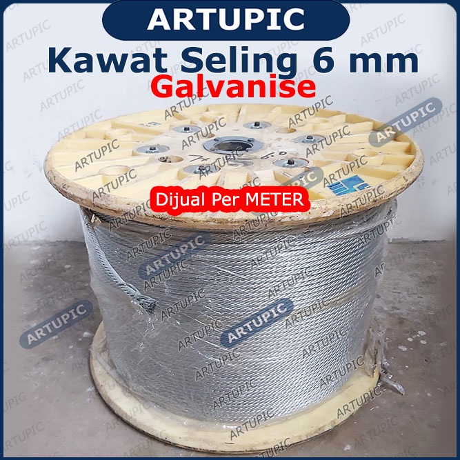 Kawat Seling 6 mm Kawat Selling Sling Baja Galvanise Wire Rope 6mm Cocok untuk Pulley Katrol Hand Wi