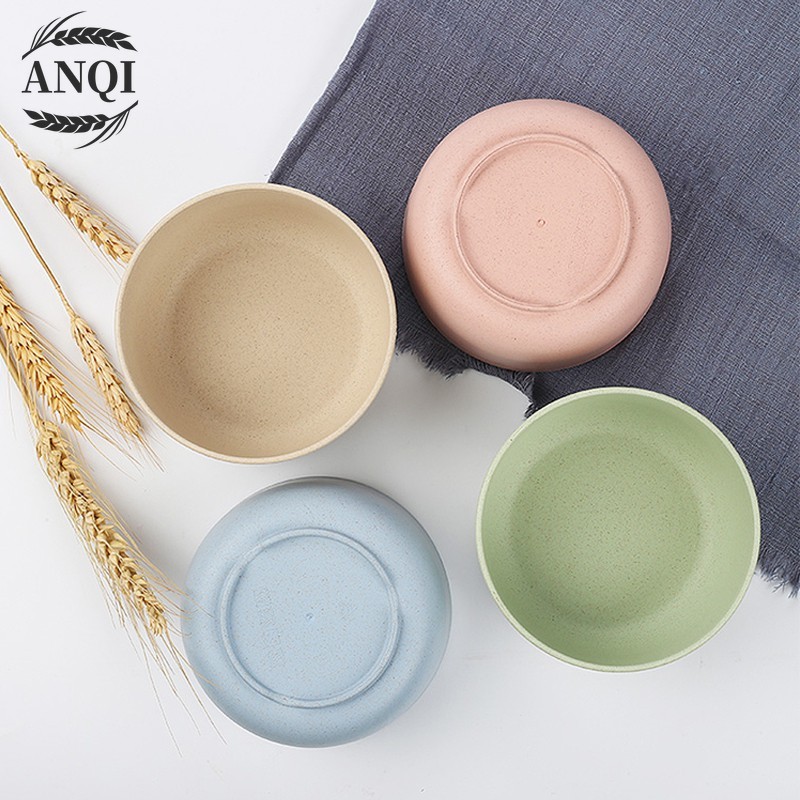 ANQI 4 IN 1 Mangkuk Makan Bowl Set 4pcswarna warni  /Mangkok Wheat Straw/VS-9