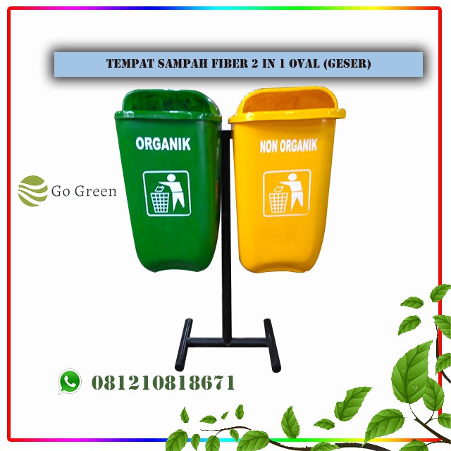 Tempat Sampah Fiberglass Oval 2 In 1 Kapasitas 50 Liter 2 Pilah 2 Warna Organik Dan Anorganik Shopee Indonesia