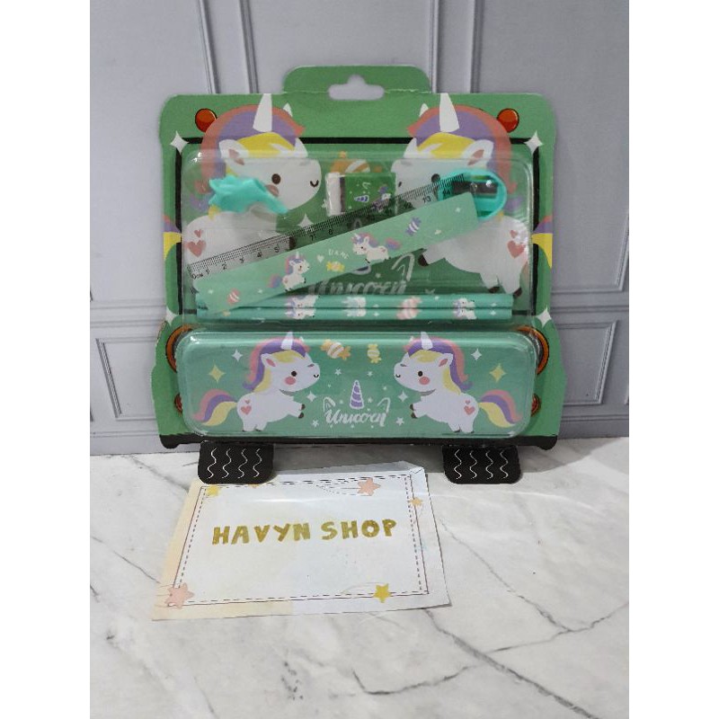 paket alat tulis/stationery set/study set ada kotak pensil model BUS-3