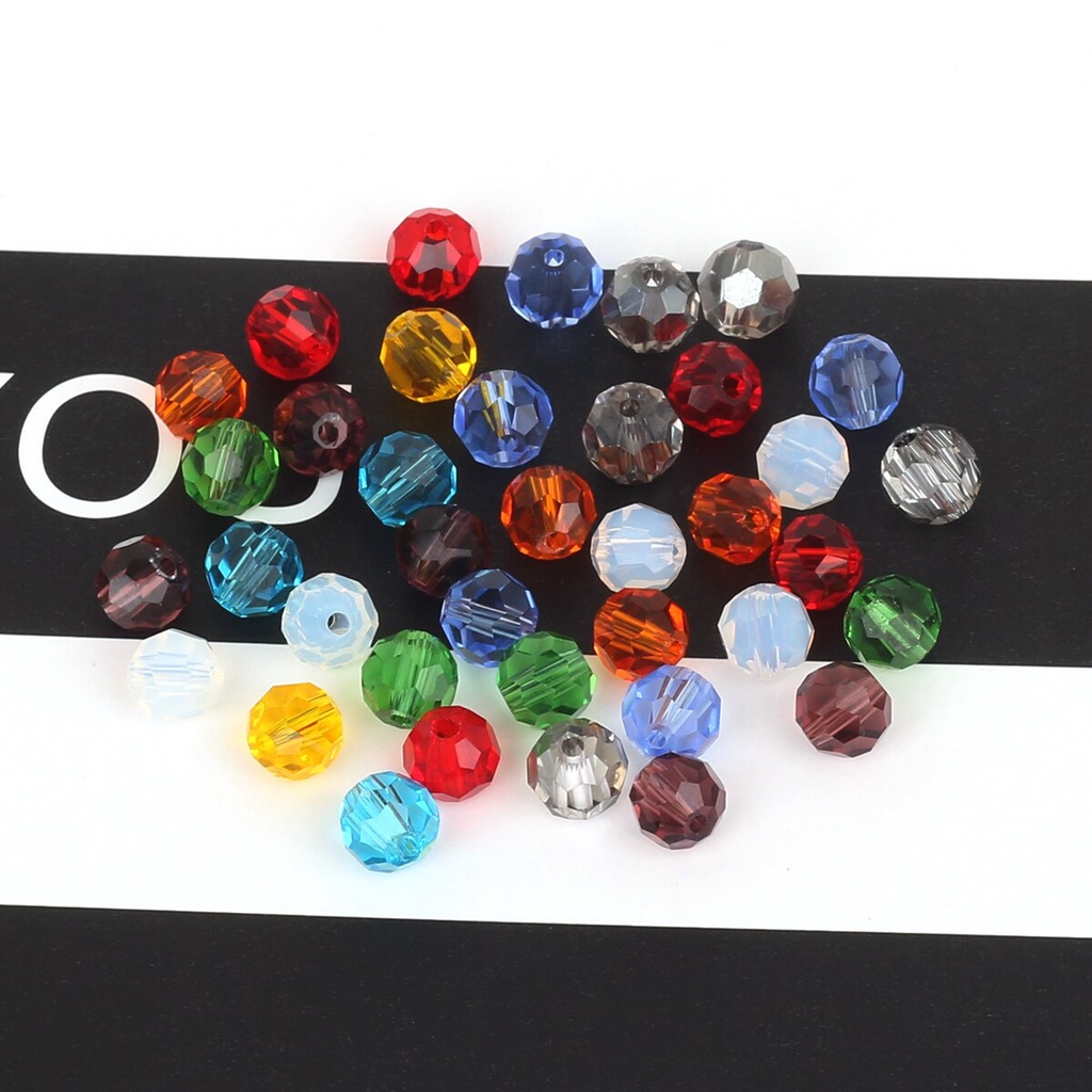 Mix 100Pcs 6mm Kaca Bulat Kristal Warna-Warni Spacer Czech Garment Beads Untuk Kerajinan DIY Handmade Gelang Kalung Aksesoris