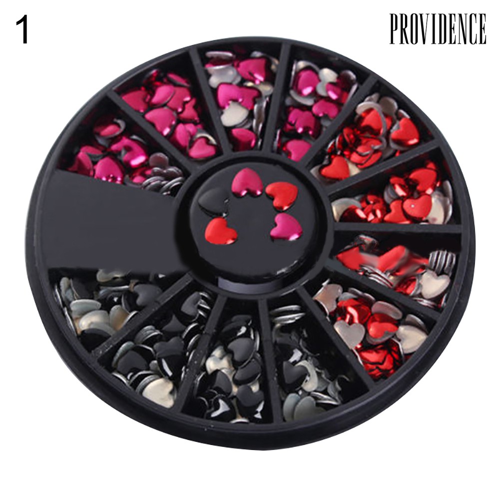 Providence Love Heart Shaped Metal Rivet DIY Nail Art Tips Mixed Color Stickers 1 Wheel Box