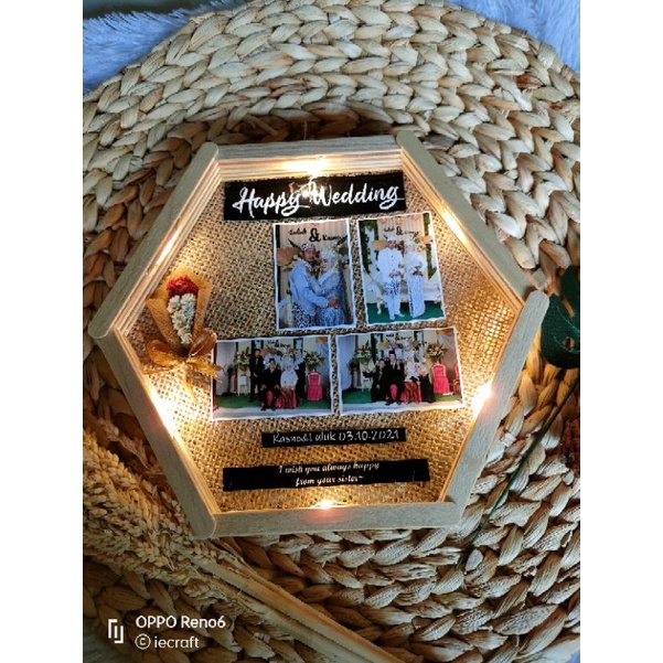 1 HARI JADI Hexa Frame Flower in frame Kado Pernikahan Kado Ulang Tahun Kado Wisuda Kado Ultah Kado Anniversary Kado Unik free box