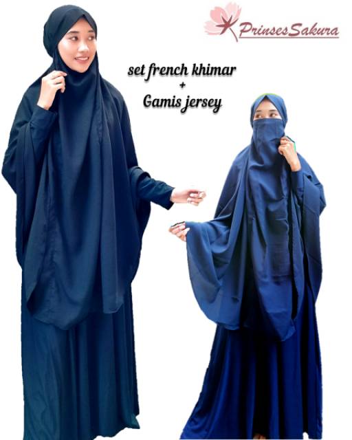 Gamis jersey busui + French khimar