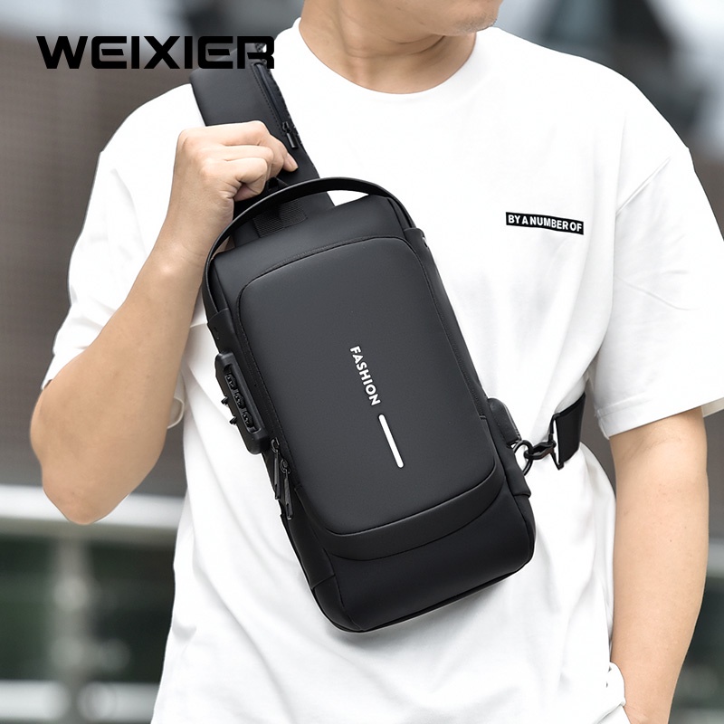 WEIXIER X306 Tas Selempang Pria Shoulder Bag USB Port Anti Maling WK-SBY