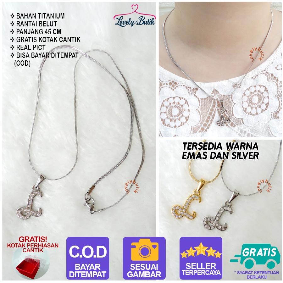 Lovelybutik - Kalung Inisial Huruf Titanium anti karat Kalung hurup Abjad Alphabet Ins L Klasik Bonus Kotak Perhiasan