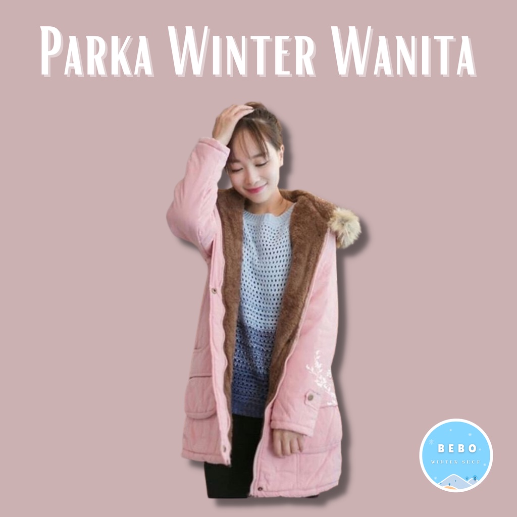 Jaket Parka Bulu musim dingin wanita Winter Jacket Coat women with Hoodie