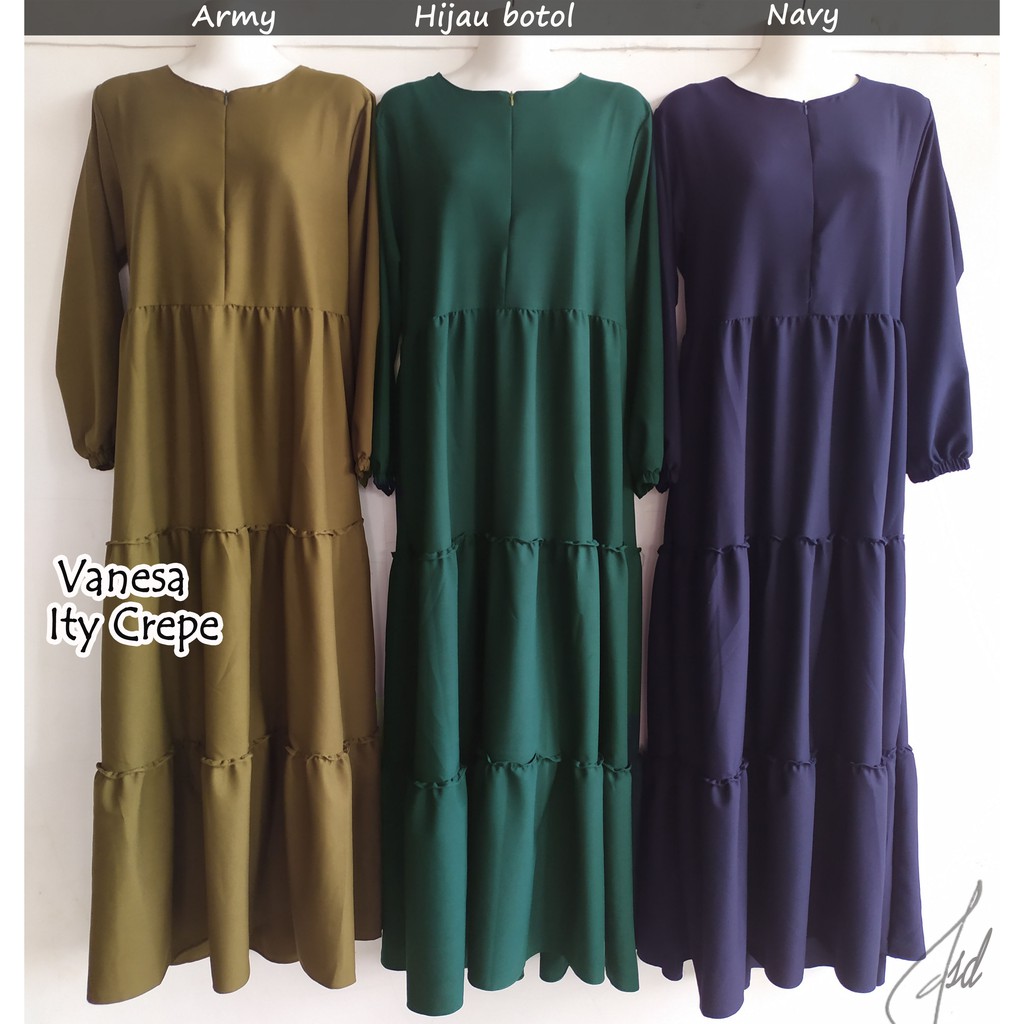 Gamis Susun SERI 2/ Dress Susun Ity Crepe 46 Basicc Susun Rempel