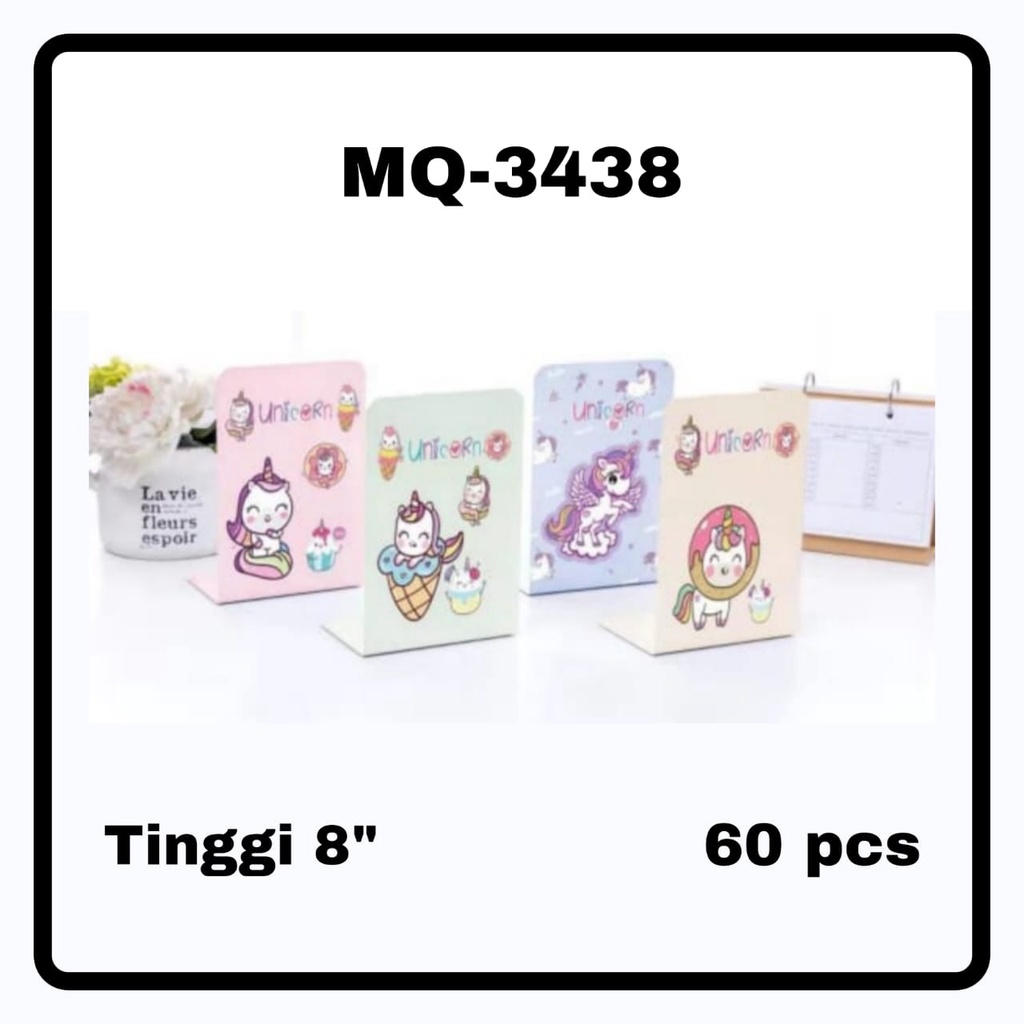 

STAND BOOK / Book END / PEMBATAS Buku MOTIF UNICORN Bahan Besi dapat 2 pcs MQ-3438