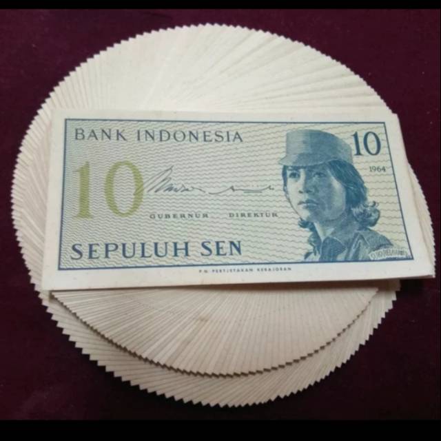 UANG KUNO 10 SEN SUKARELAWAN TAHUN 1964