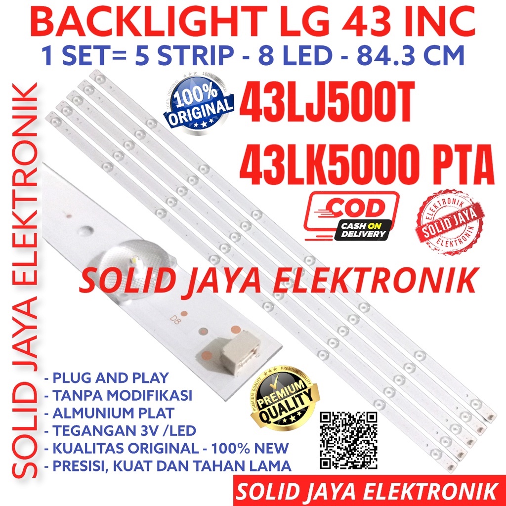 BACKLIGHT TV LED LG 43 INC 43LJ500 43LK500 43LJ500T 43LK500PTA T PTA LAMPU BL 8K 3V 43LJ 43LK 8 KANCING 8LED 8 LED LAMPU BL LG 43INCH 43IN 43INC IN INCH