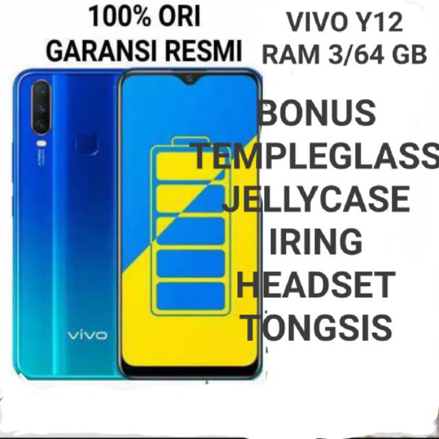 Vivo y12 RAM 3/64 GB. Produk 100% Original dan RESMI