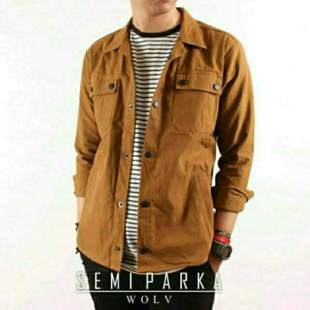 trucker jaket semi parka wolf premium / jaket pria / jaket / jaket semi parka / semi parka