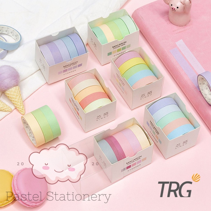 

Masking Tape Pastel Macaron Set 5 pcs - Washi Tape Set TRG