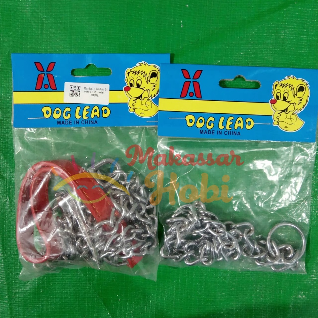 Rantai + Collar 3mm Kalung Tali Tuntun Besi Kekang Hewan Kucing Anjing