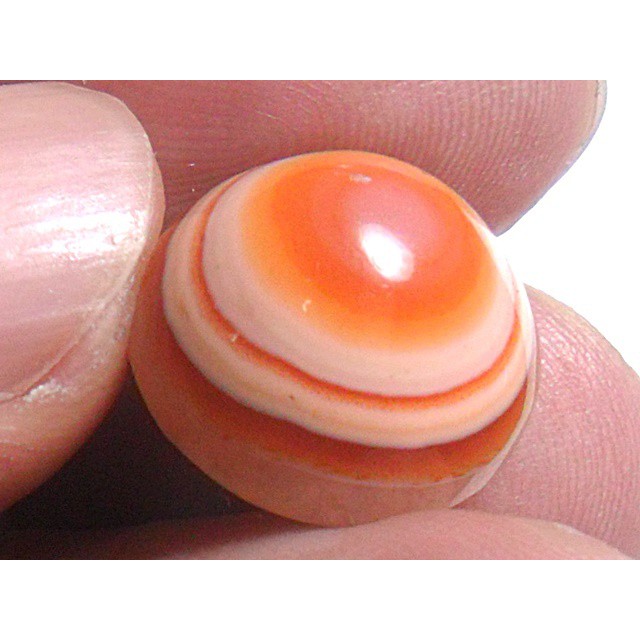 AG105 Round 15.2x15ct 12.30ct Orange White 'Greek Evil Eye' Natural Untreated Picture Agate Lucky