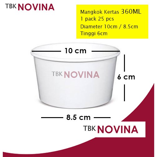 [25PCS] Paper Bowl Tebal 360ml Per Pack Mangkuk Tahan Panas Microwave Hanya Body Mangkok Kertas