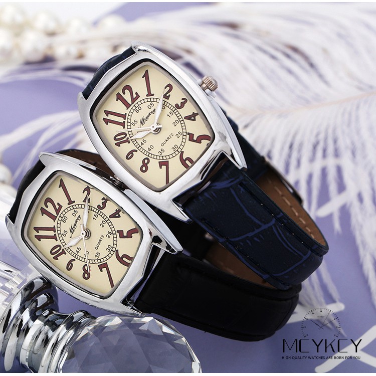 jam tangan wanita terbaru 2019Wanita persegi McyKcy menonton barel anggur perempuan meja merah kecil