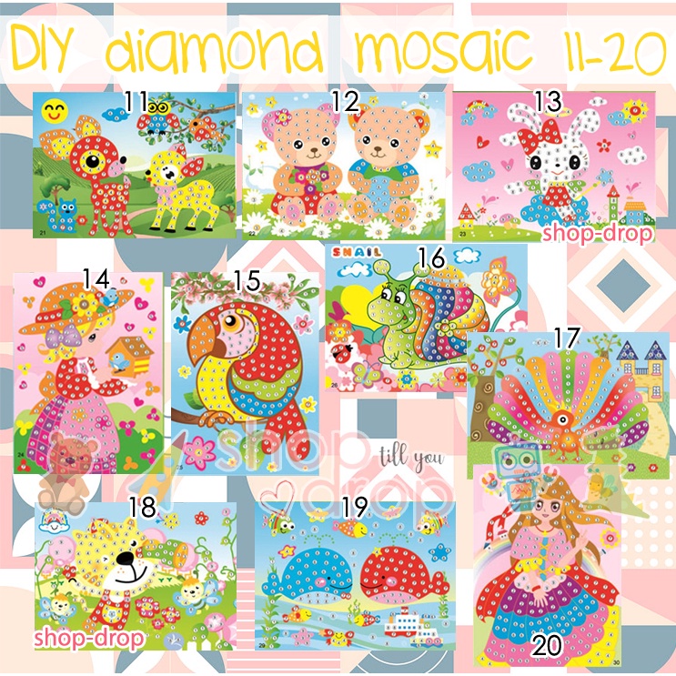 Montessori - Mainan edukasi anak - DIY mosaic sticker - Diamond mosaic - Diamond Tempel Sticker Diamond