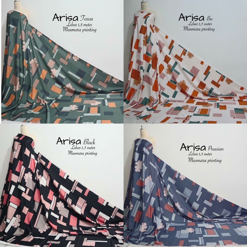 Kain Maxmara Printing ARISA  / bahan gamis  motif meteran