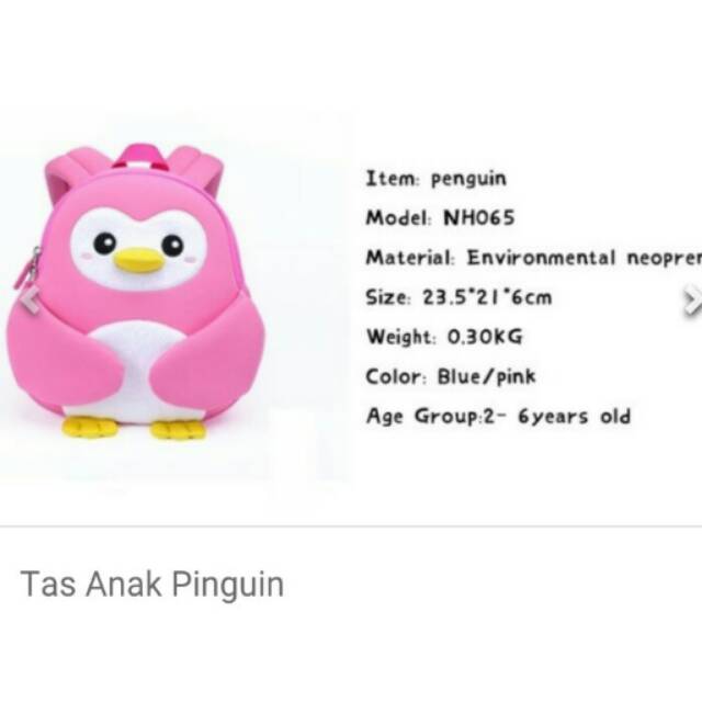Nohoo Tas Anak Model Pinguin