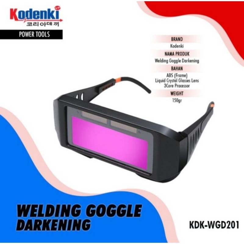 KODENKI Kacamata Las Auto Dark Otomatis Redup Welding Goggle Darkening