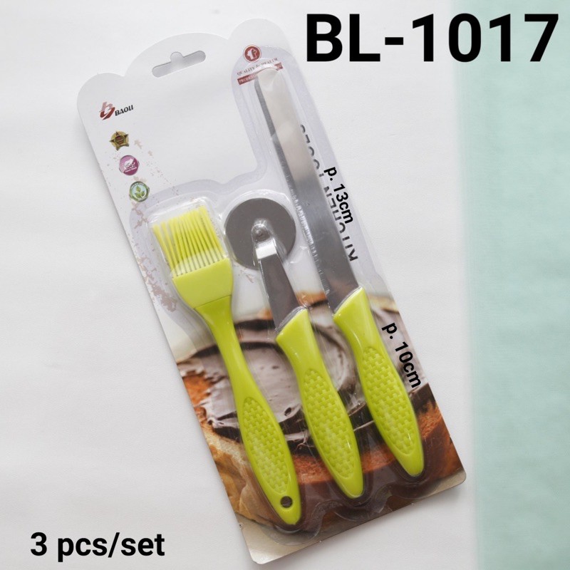 GR-BL Pisau bergerigi serrated knife kuas silikon pisau roda