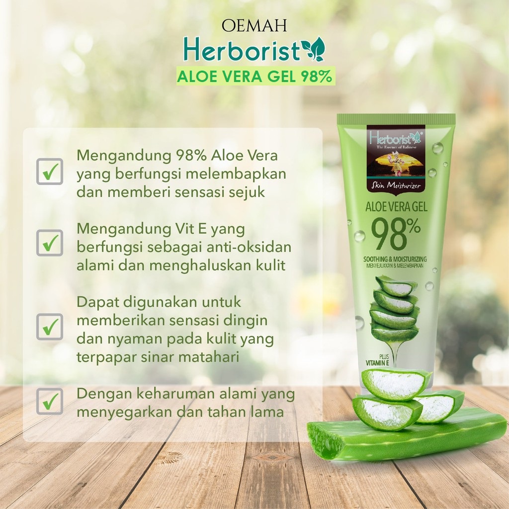 Herborist Aloe Vera Series Gel 98 persen Facial Wash Face Mist Moisturizer Lulur Body Wash (VH)