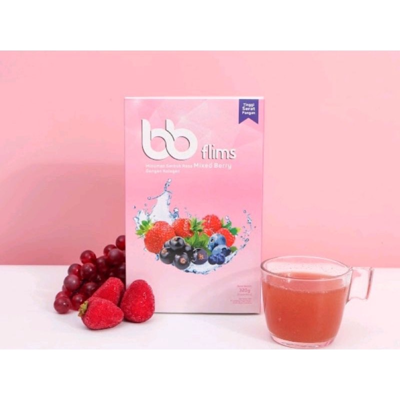 

bb flims minuman fiber dengan kolagen pelangsing mixed berry halal bpom