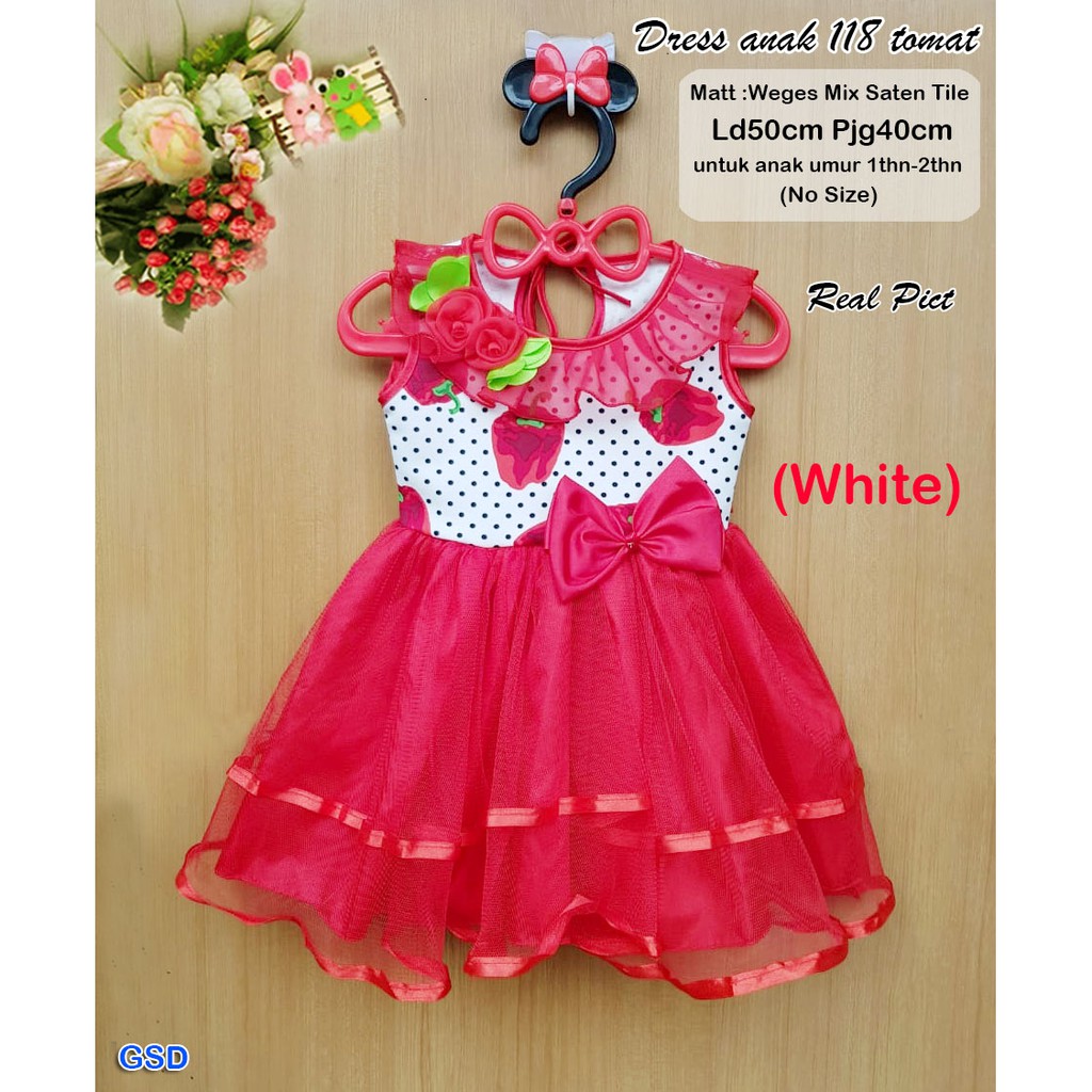 dress anak 118 tomat putih/dress anak/dress satin anak/terusan anak