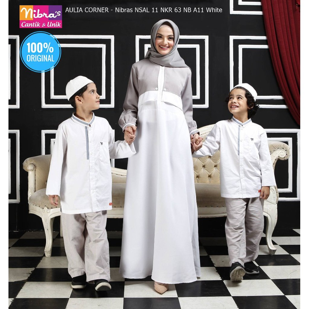 Busana Muslim Modern Couple Ibu Anak Nibras NB A11 & NSAL 61 White