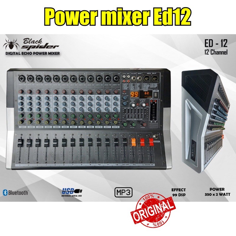 Power mixer Black spider Ed12 12 Channel Original