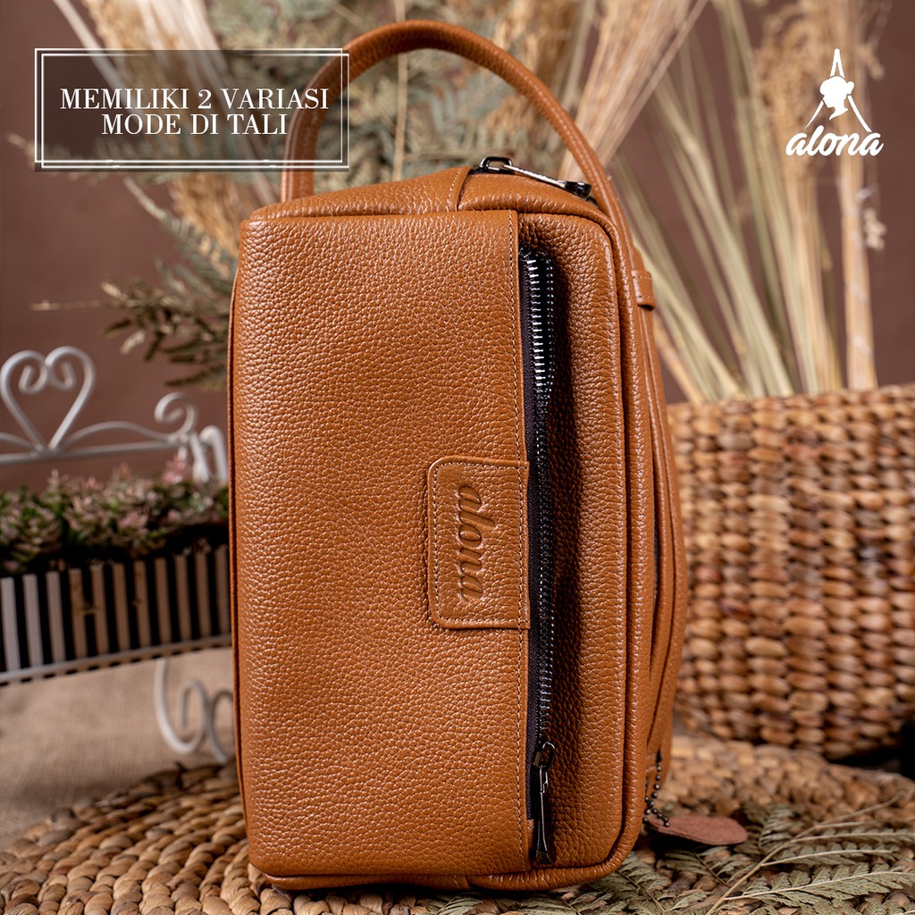 Pouch Tas Tangan Handbag Alona Pouch Bag Wanita Branded Cluth Bahan Kulit Sapi Asli Hand Bag Cewek by Crown Leather CrownLeather Store