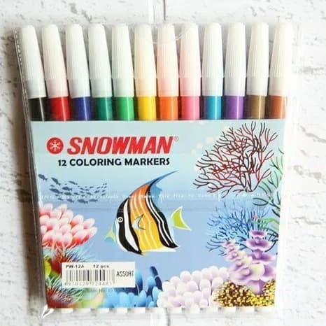 Cat Mewarnai Snowman Isi 12 Pcs - Spidol Set Coloring Markers PW-12A