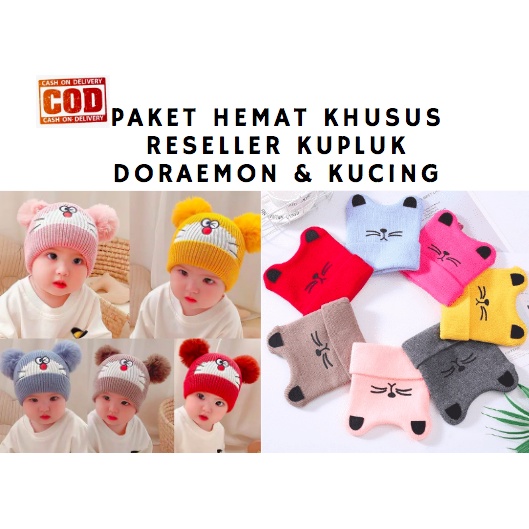 PAKET HEMAT KHUSUS RESELLER KUPLUK RAJUT KARAKTER DORAEMON KUCING