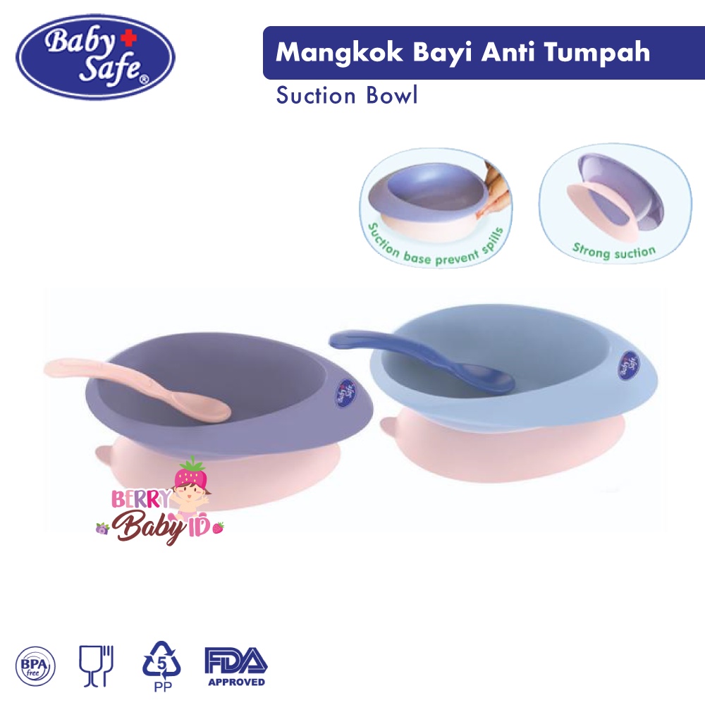 Baby Safe Suction Bowl Mangkok Bayi Anti Tumpah FREE Sendok Bayi BBS082 Berry Mart