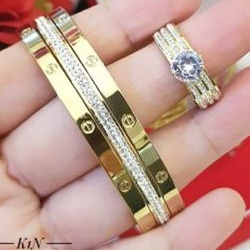 Titanium Set Gelang dan Cincin Wanita 555R