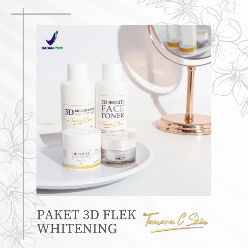 PAKET 3D FLEK WHITENING TAMARA C SKIN skincare lengkap melasma noda hitam bekas jerawat glow cerah