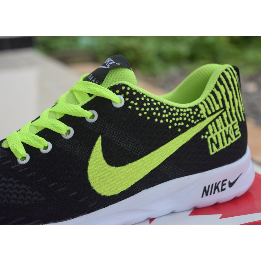 Sepatu Nike Pria Olahraga Flyknit Hitam Hijau