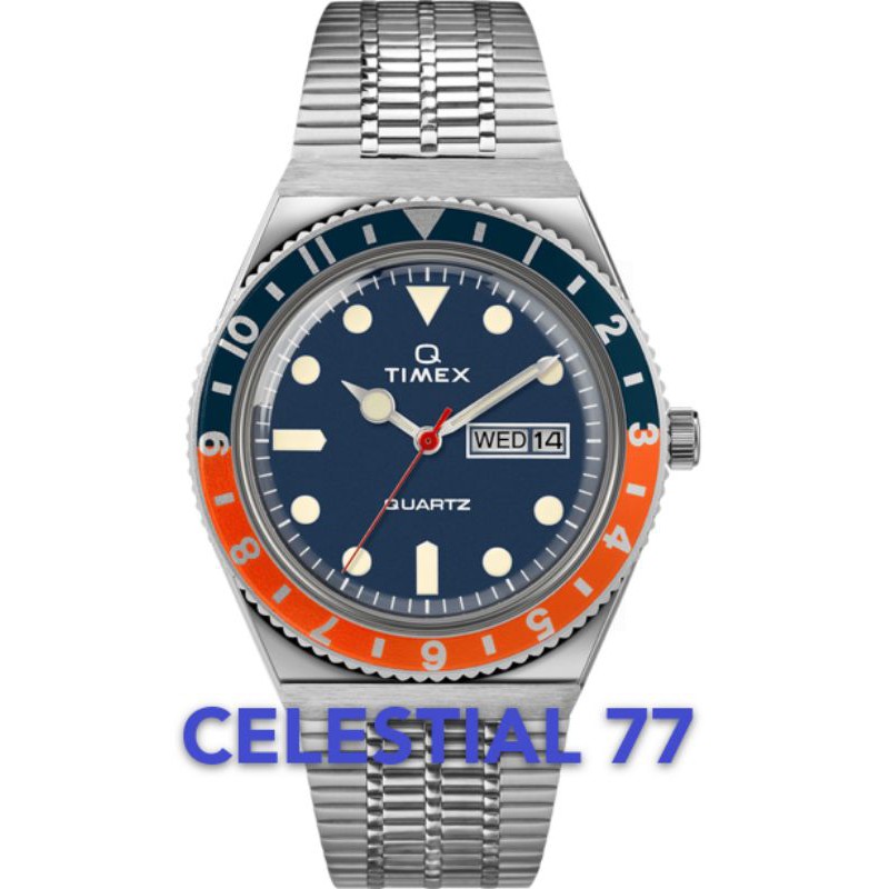 Q TIMEX COLOR SERIES REISSUE ORIGINAL GARANSI RESMI - BLUE ORANGE