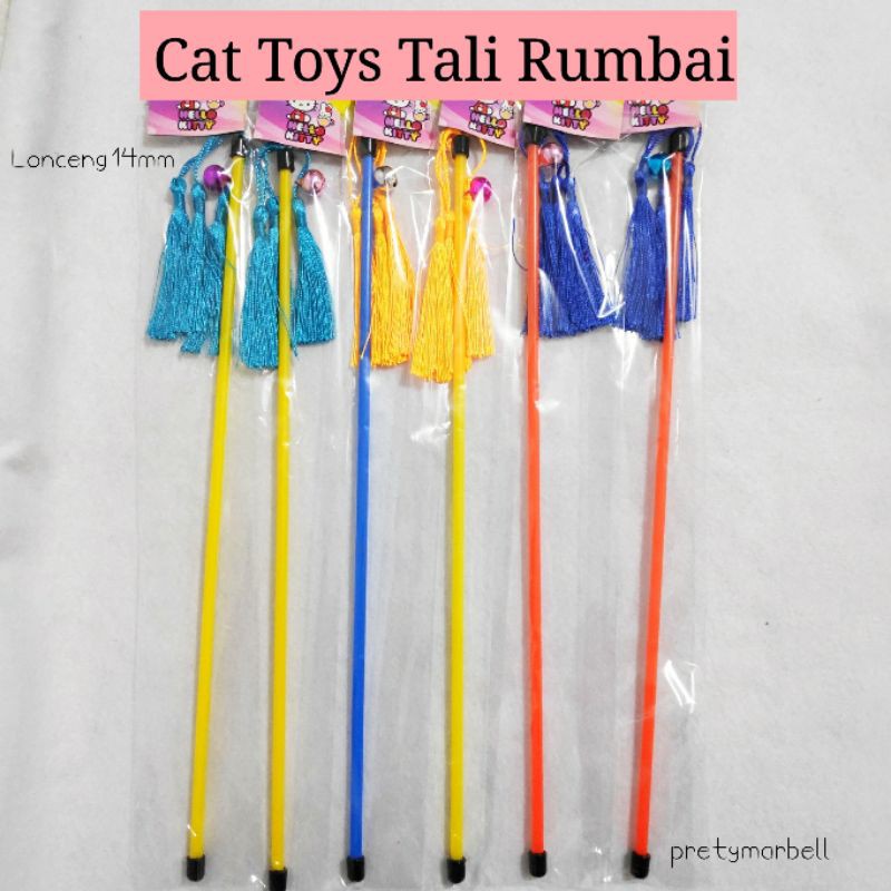 Cat Toys Stick Mainan  Kucing Tali Rumbai Lonceng 14mm