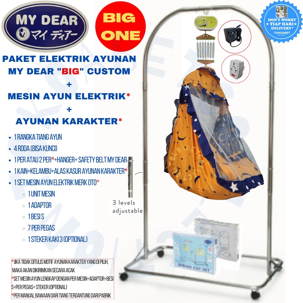 Paket Tiang Ayunan Karakter Elektrik OTO REMOTE Tiang MY DEAR Chrome Stainless BIG ONE SIZE TOKOABET