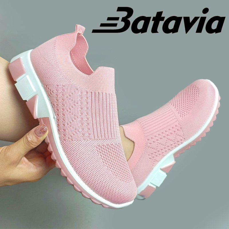 Batavia GROSIR sepatu kanvas wanita rajut sepatu wanita  hitam Sepatu Wanita Sport Women Sneakers A107\A21/A23-A21 PINK